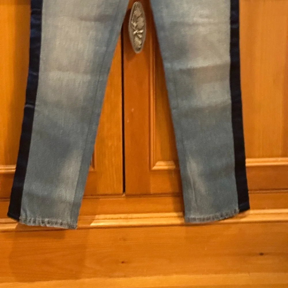 Driftwood Candace Jeans Straight Ankle Length Side Satin Stripe